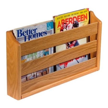 Wooden Mallet Wooden Mallet Wall Mount or Countertop Magazine Rack 20"W Light Oak MRS2LO